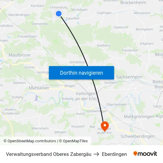 Verwaltungsverband Oberes Zabergäu to Eberdingen map