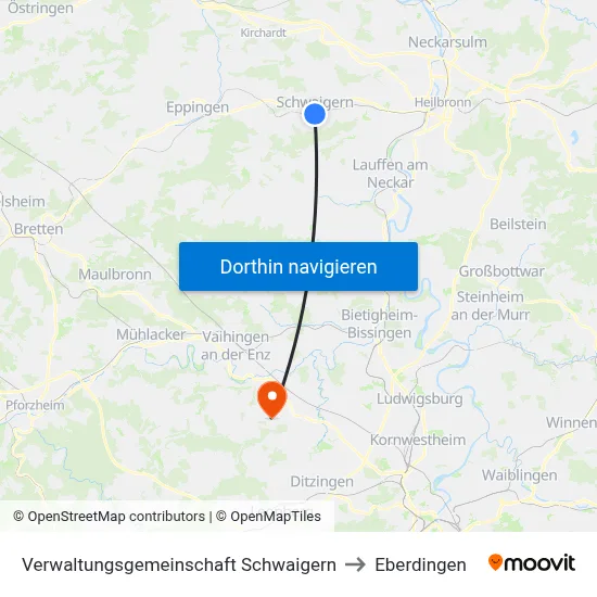 Verwaltungsgemeinschaft Schwaigern to Eberdingen map