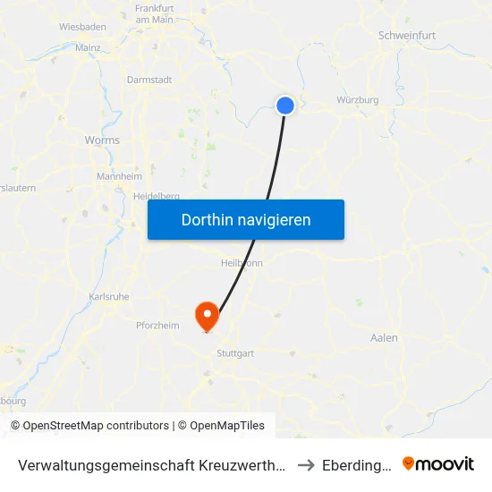 Verwaltungsgemeinschaft Kreuzwertheim to Eberdingen map