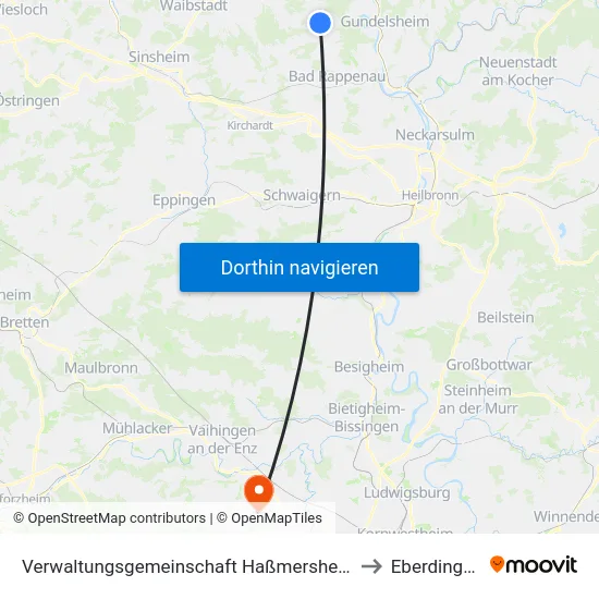 Verwaltungsgemeinschaft Haßmersheim to Eberdingen map