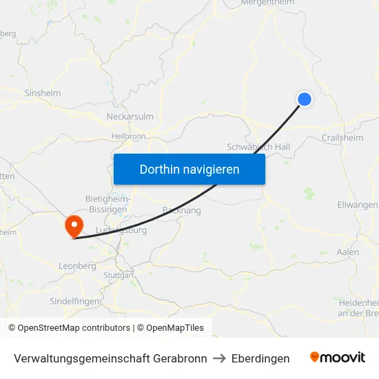 Verwaltungsgemeinschaft Gerabronn to Eberdingen map