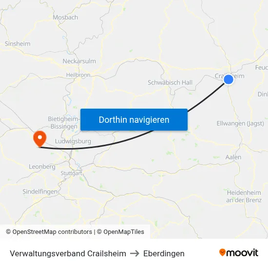 Verwaltungsverband Crailsheim to Eberdingen map