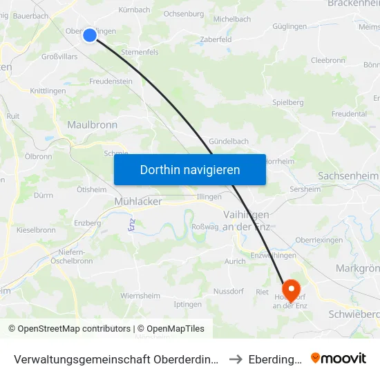 Verwaltungsgemeinschaft Oberderdingen to Eberdingen map