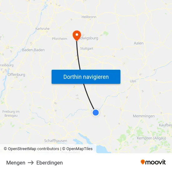 Mengen to Eberdingen map