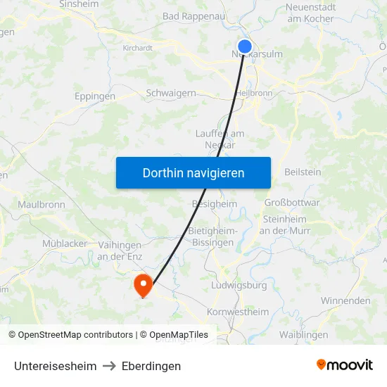Untereisesheim to Eberdingen map