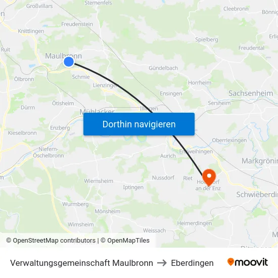 Verwaltungsgemeinschaft Maulbronn to Eberdingen map