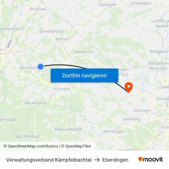 Verwaltungsverband Kämpfelbachtal to Eberdingen map