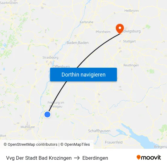 Vvg Der Stadt Bad Krozingen to Eberdingen map