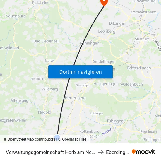 Verwaltungsgemeinschaft Horb am Neckar to Eberdingen map