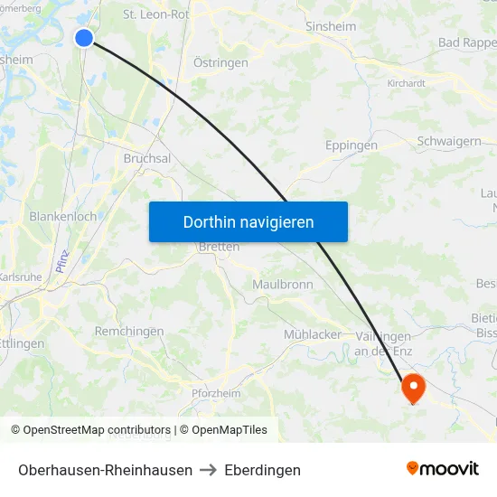 Oberhausen-Rheinhausen to Eberdingen map