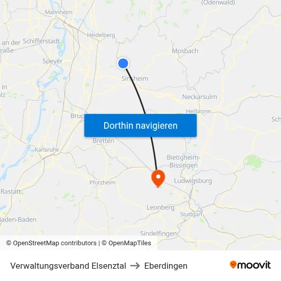 Verwaltungsverband Elsenztal to Eberdingen map