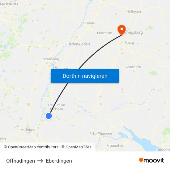 Offnadingen to Eberdingen map