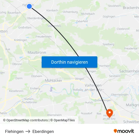 Flehingen to Eberdingen map