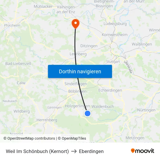 Weil Im Schönbuch (Kernort) to Eberdingen map