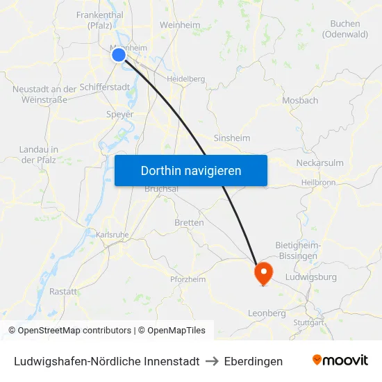 Ludwigshafen-Nördliche Innenstadt to Eberdingen map