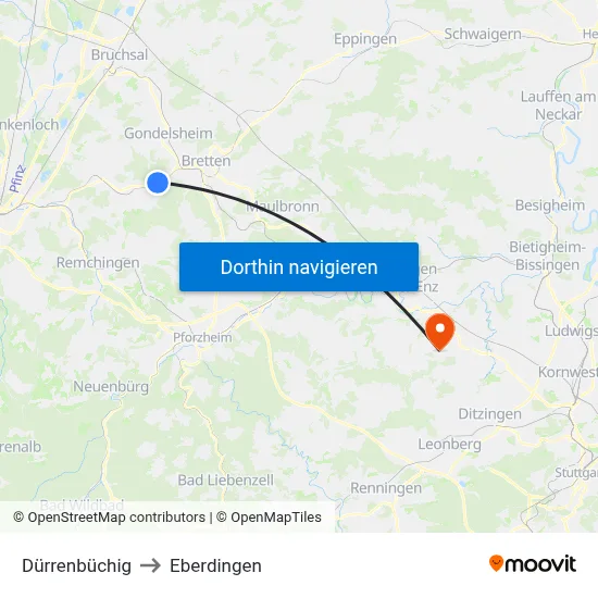 Dürrenbüchig to Eberdingen map