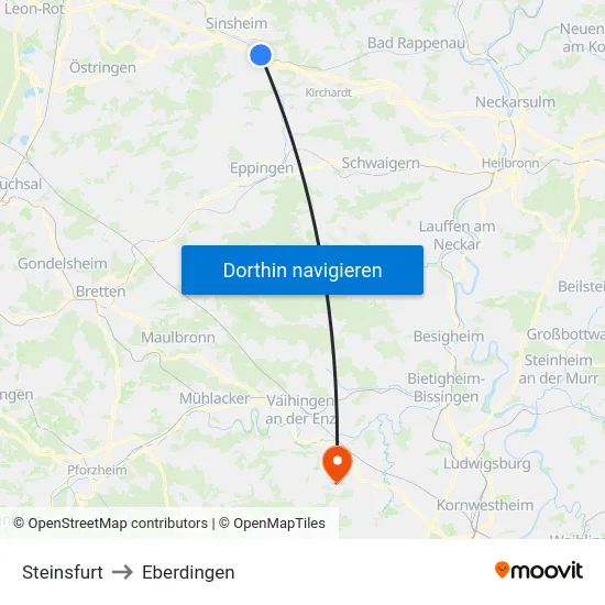 Steinsfurt to Eberdingen map