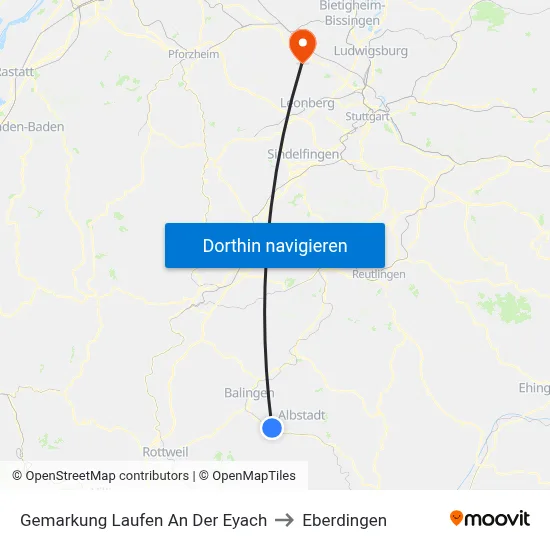 Gemarkung Laufen An Der Eyach to Eberdingen map
