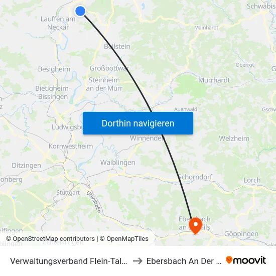 Verwaltungsverband Flein-Talheim to Ebersbach An Der Fils map
