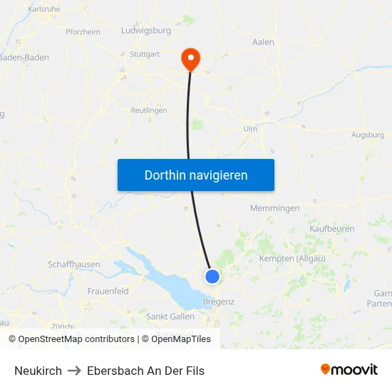 Neukirch to Ebersbach An Der Fils map