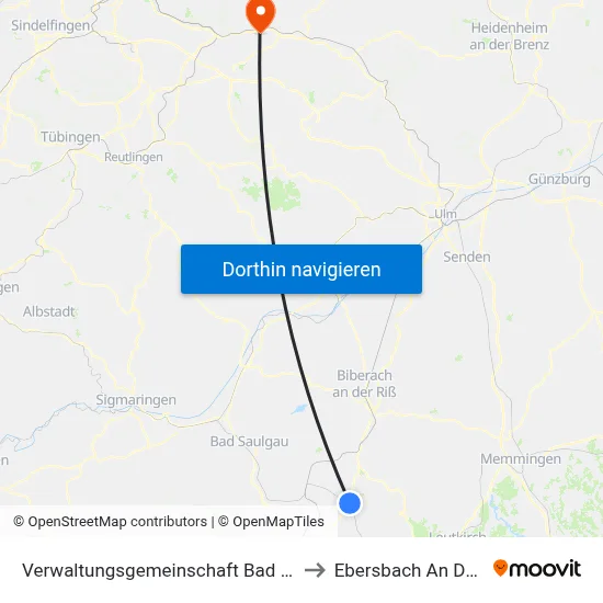 Verwaltungsgemeinschaft Bad Waldsee to Ebersbach An Der Fils map