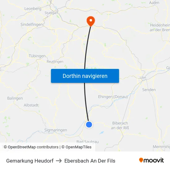 Gemarkung Heudorf to Ebersbach An Der Fils map
