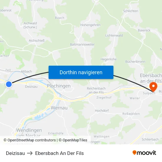 Deizisau to Ebersbach An Der Fils map