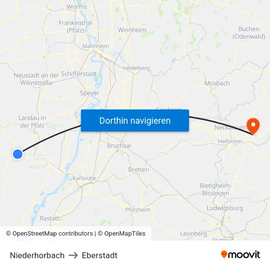 Niederhorbach to Eberstadt map