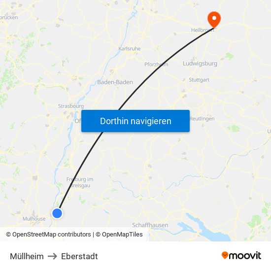 Müllheim to Eberstadt map