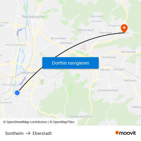 Sontheim to Eberstadt map