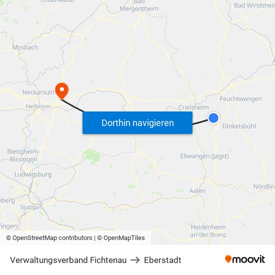 Verwaltungsverband Fichtenau to Eberstadt map