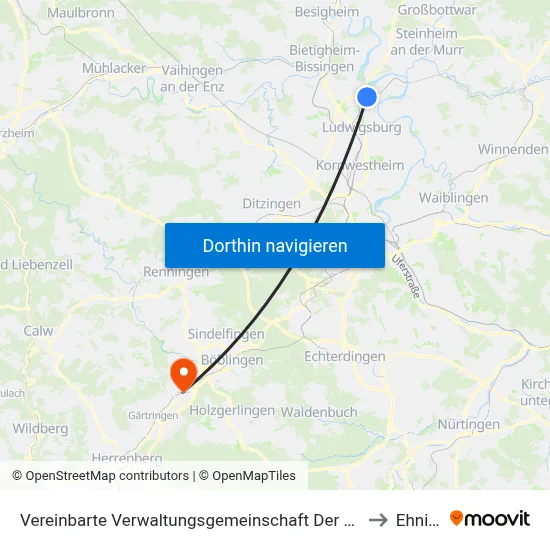 Vereinbarte Verwaltungsgemeinschaft Der Stadt Freiberg am Neckar to Ehningen map