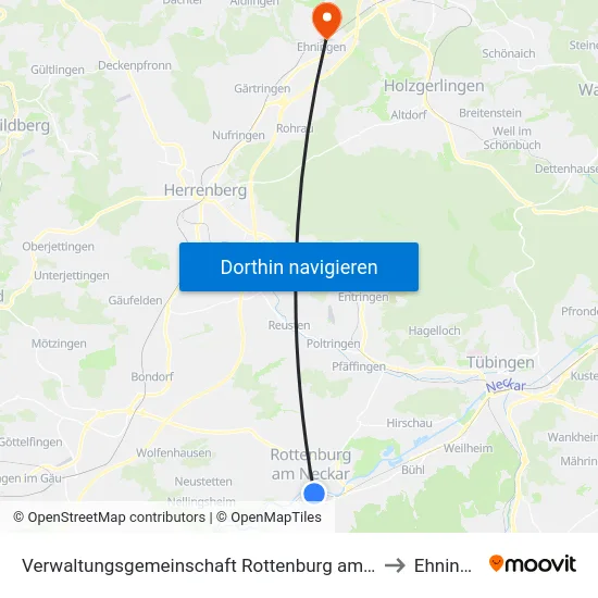 Verwaltungsgemeinschaft Rottenburg am Neckar to Ehningen map