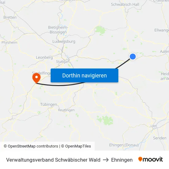 Verwaltungsverband Schwäbischer Wald to Ehningen map