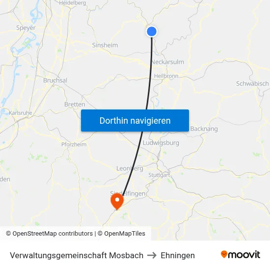 Verwaltungsgemeinschaft Mosbach to Ehningen map