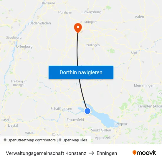 Verwaltungsgemeinschaft Konstanz to Ehningen map