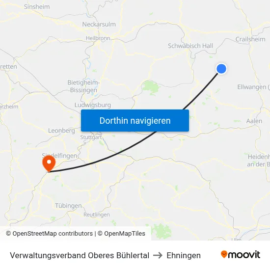Verwaltungsverband Oberes Bühlertal to Ehningen map