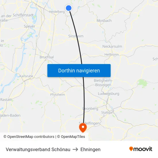 Verwaltungsverband Schönau to Ehningen map