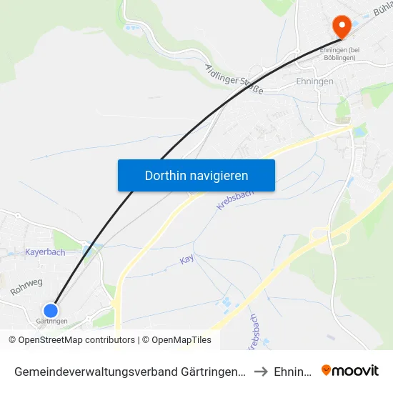 Gemeindeverwaltungsverband Gärtringen/Ehningen to Ehningen map