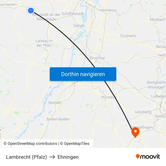Lambrecht (Pfalz) to Ehningen map