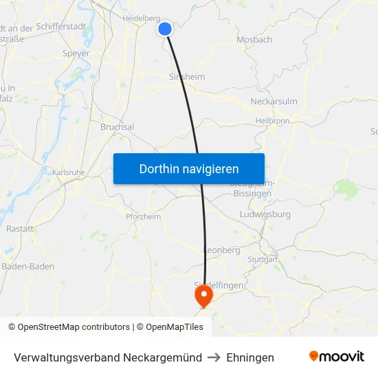 Verwaltungsverband Neckargemünd to Ehningen map