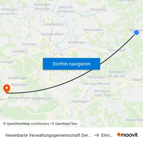 Vereinbarte Verwaltungsgemeinschaft Der Stadt Welzheim to Ehningen map