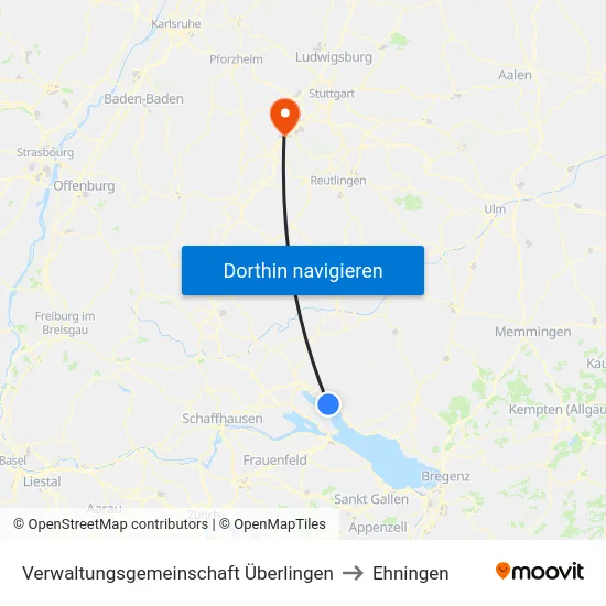 Verwaltungsgemeinschaft Überlingen to Ehningen map