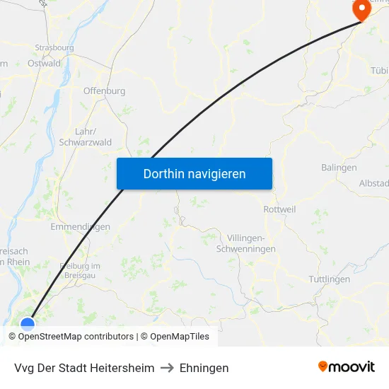 Vvg Der Stadt Heitersheim to Ehningen map