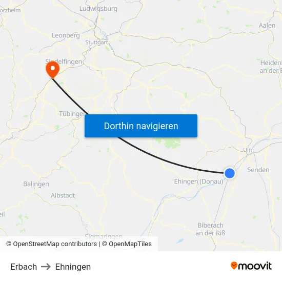 Erbach to Ehningen map