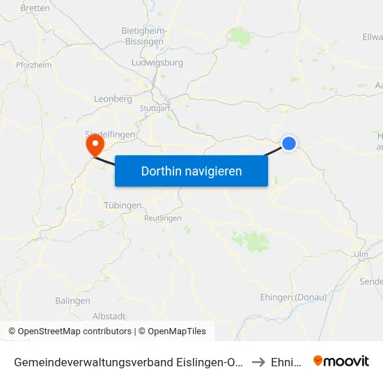 Gemeindeverwaltungsverband Eislingen-Ottenbach-Salach to Ehningen map