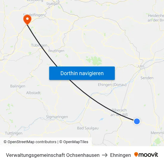 Verwaltungsgemeinschaft Ochsenhausen to Ehningen map