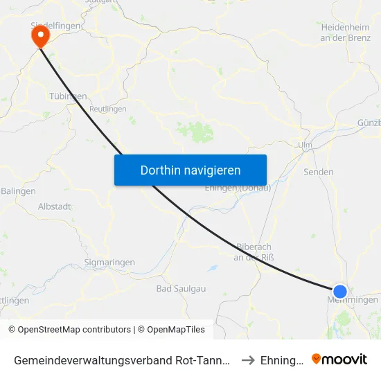 Gemeindeverwaltungsverband Rot-Tannheim to Ehningen map