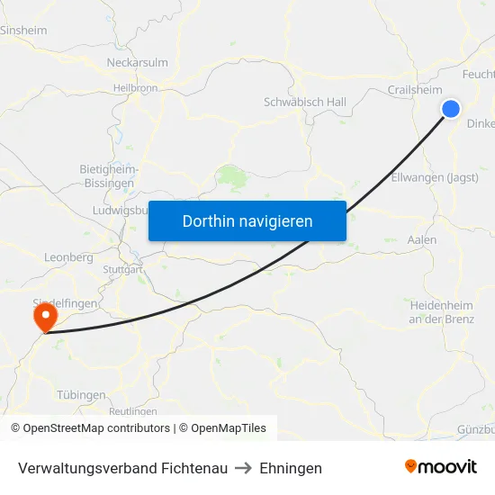 Verwaltungsverband Fichtenau to Ehningen map