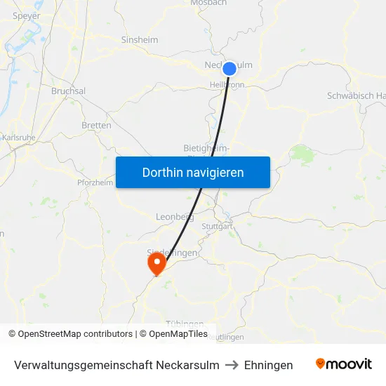 Verwaltungsgemeinschaft Neckarsulm to Ehningen map